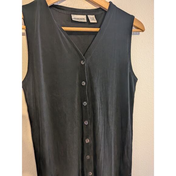 Chicos travelers black button down tank blouse size 0 - Picture 4 of 5